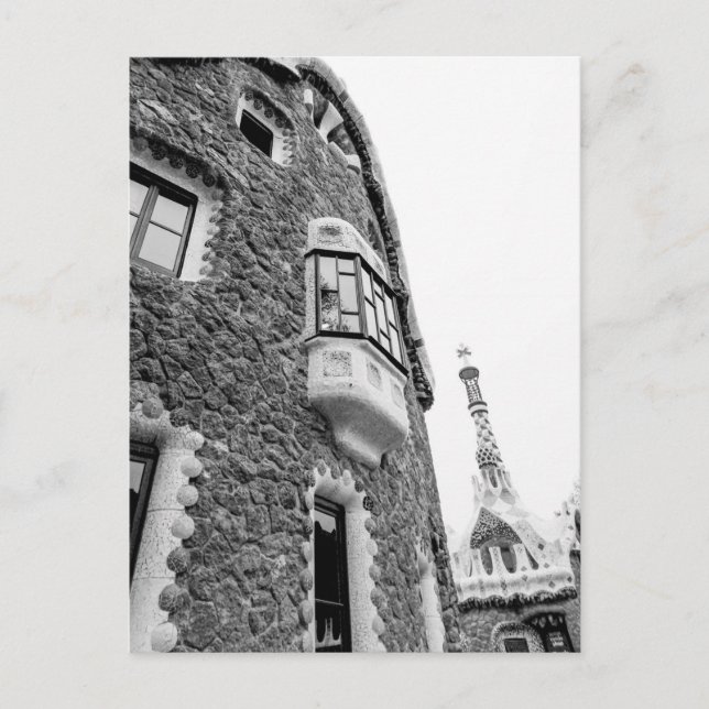 Bnw Building in the Park Güell in Barcelona Holiday Postcard (Front)