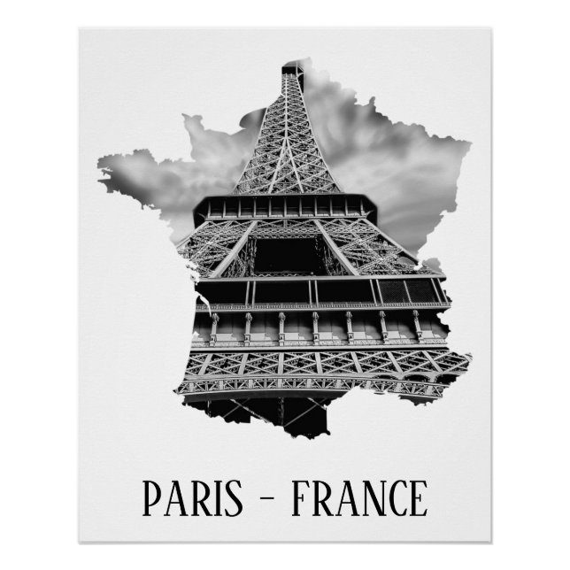 BnW Eiffel tower Poster (Front)