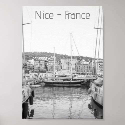 BnW Nice port landscape Poster