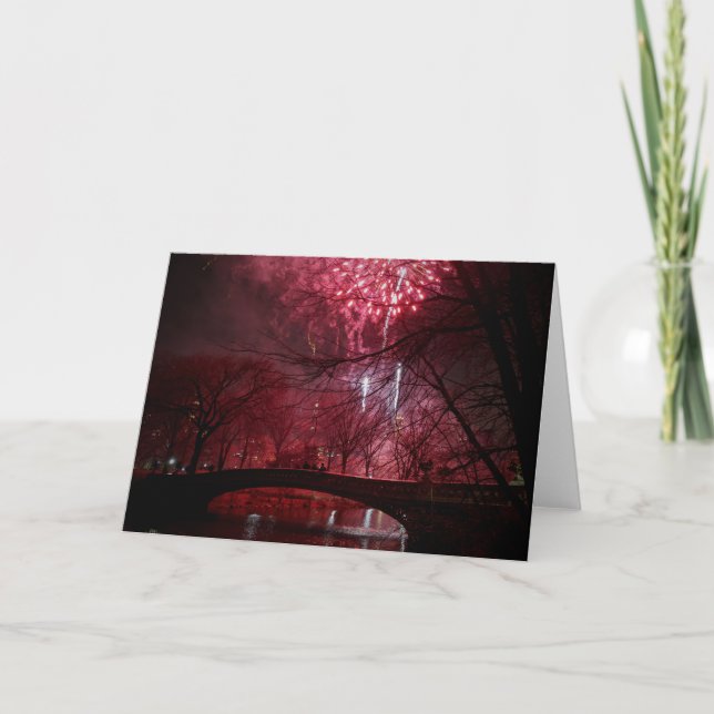 Bo Bridge Central Park New York City New Year Eve Holiday Card (Front)