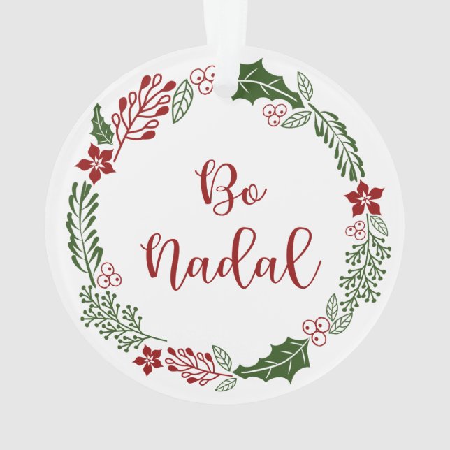Bo Nadal - Merry Christmas in Galician, Wreath Ornament (Back)