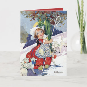 Bo Peep and Snowy Sheep by Agnes Richardson Holiday Card