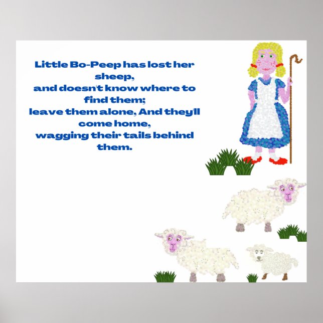 Bo-Peep fun whimsical dotted nursery rhyme Poster (Front)