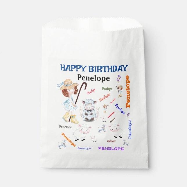 BO PEEP NURSERY RHYME Word Cloud Name Collage Favor Bag (Front)