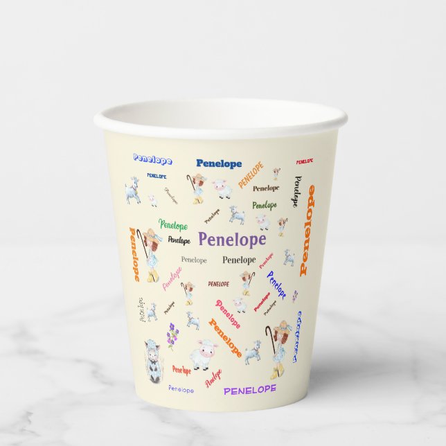 Bo Peep Nursery Rhyme 🍼 Word Cloud Name Collage  Paper Cups (Front)