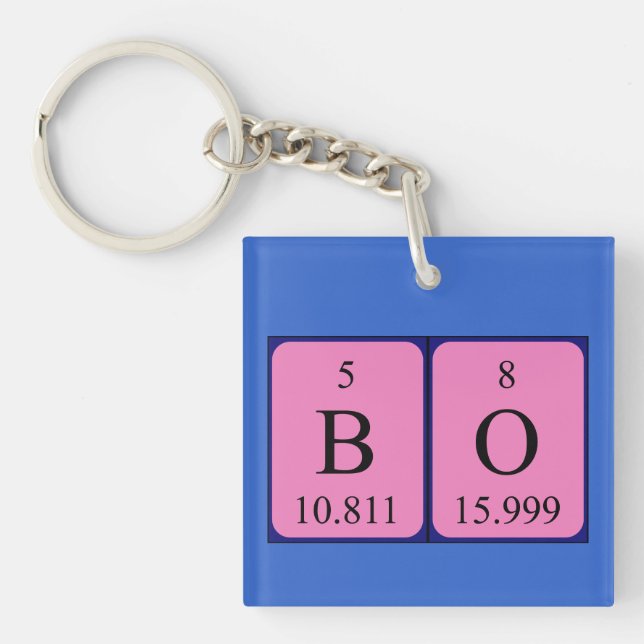 Bo periodic table name keyring (Front)