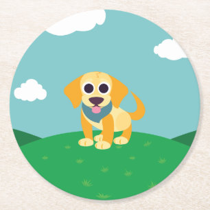 Bo the Dog Round Paper Coaster