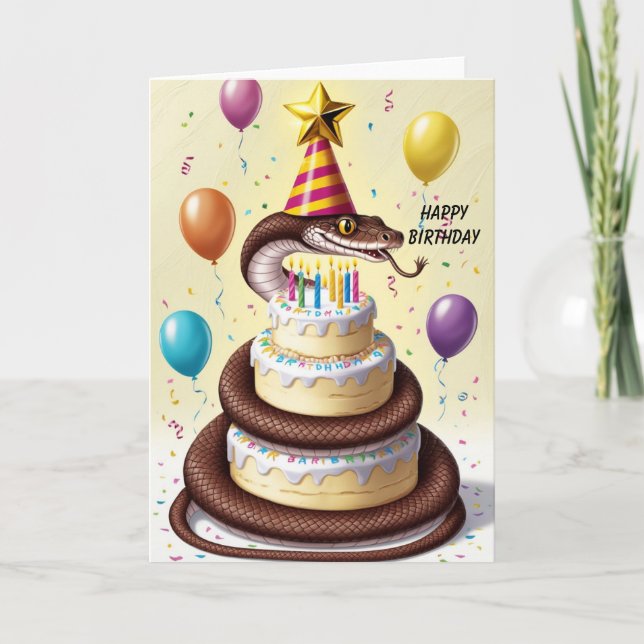 Boa Constrictor wraped around cake Card (Front)