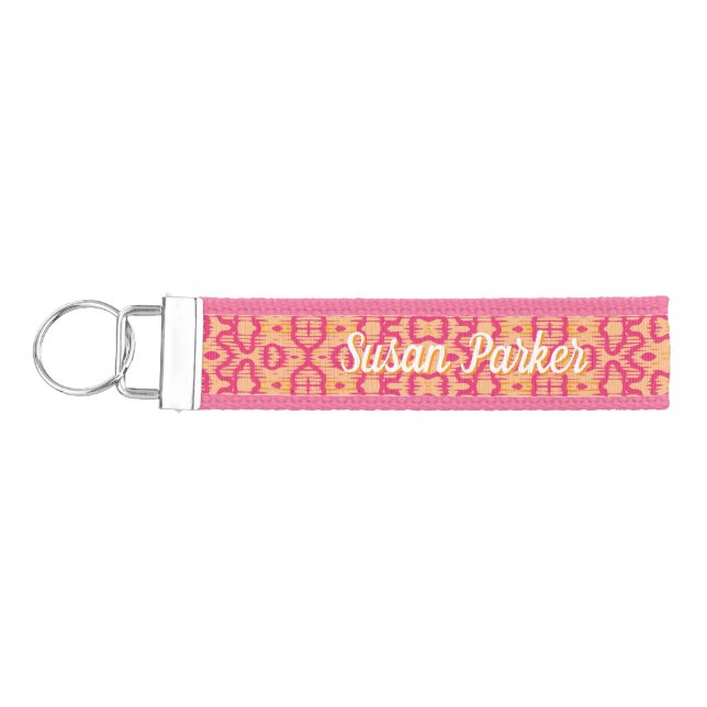Boa Ripple in Pink and Orange Wrist Keychain (Keys on Left)