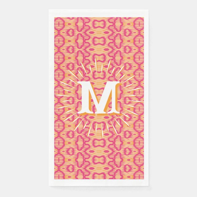 Boa Ripple in Pink + Orange Personalized Paper Guest Towels (Front)