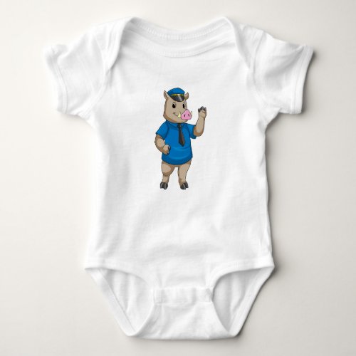 Boar as Police officer with Police hat Baby Bodysuit