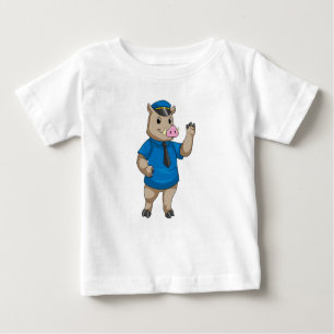 Boar as Police officer with Police hat Baby T-Shirt