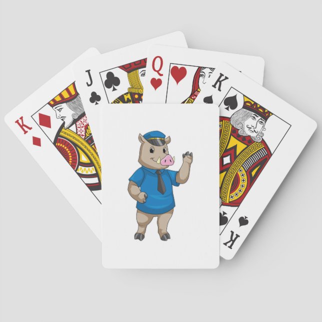 Boar as Police officer with Police hat Poker Cards (Back)