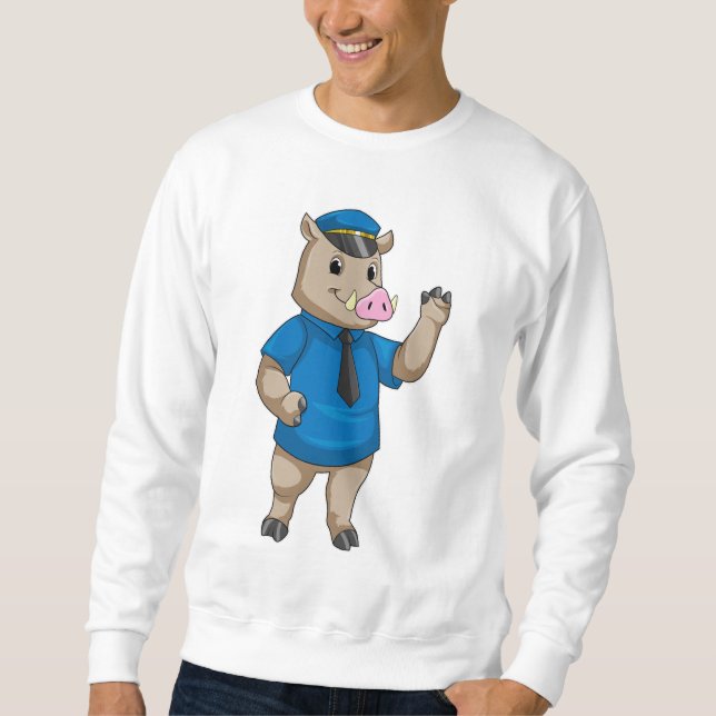 Boar as Police officer with Police hat Sweatshirt (Front)