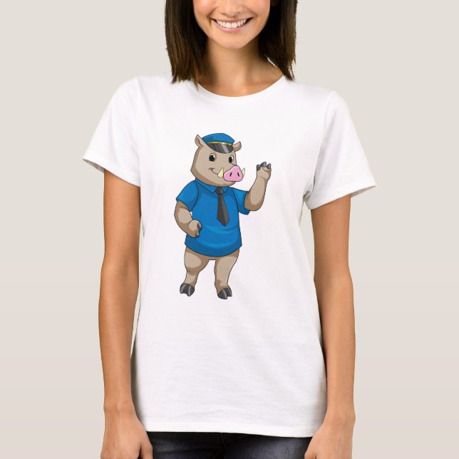 Boar as Police officer with Police hat T-Shirt (Front)