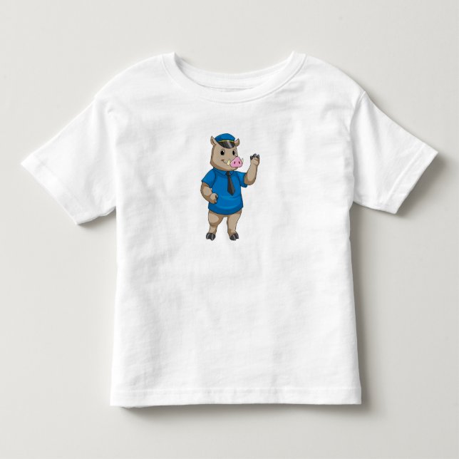 Boar as Police officer with Police hat Toddler T-shirt (Front)