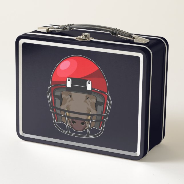 Boar at Football Sports Metal Lunch Box (Front)