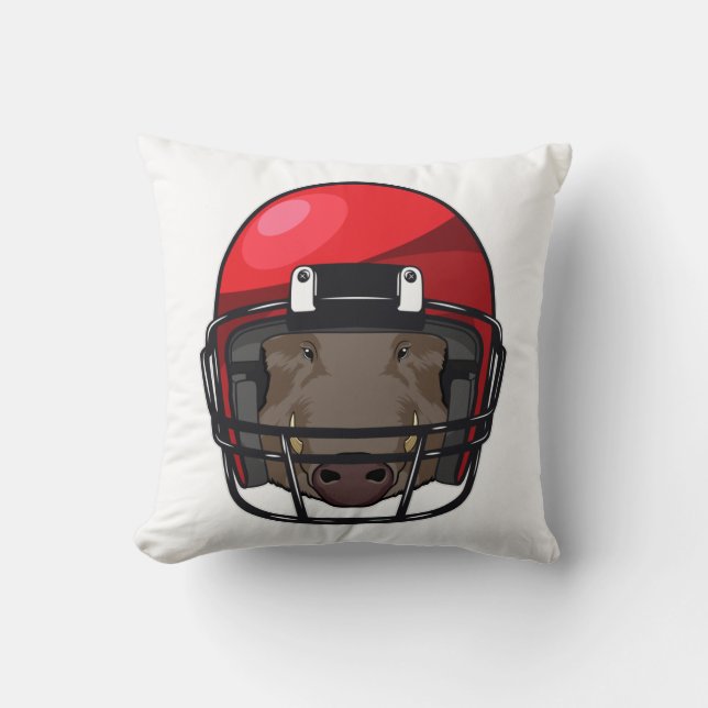 Boar at Football Sports Throw Pillow (Front)