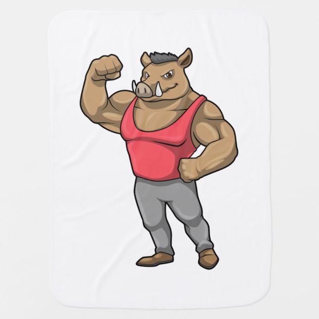 Boar Bodybuilder Bodybuilding Muscles Baby Blanket (Front)
