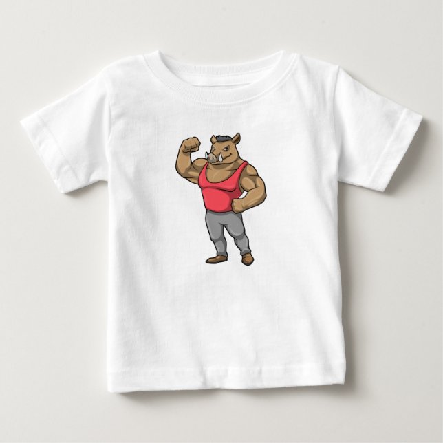 Boar Bodybuilder Bodybuilding Muscles Baby T-Shirt (Front)