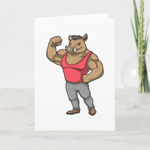Boar Bodybuilder Bodybuilding Muscles Card