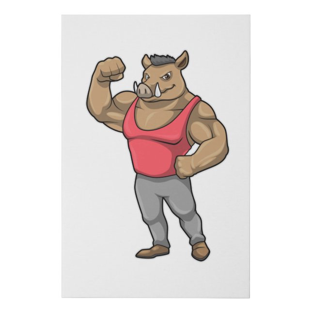 Boar Bodybuilder Bodybuilding Muscles Faux Canvas Print (Front)
