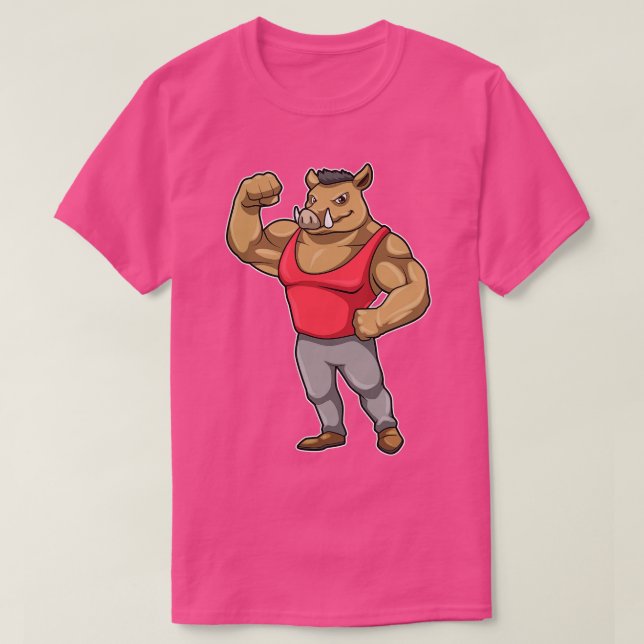 Boar Bodybuilder Bodybuilding Muscles T-Shirt (Design Front)