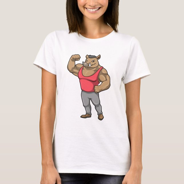 Boar Bodybuilder Bodybuilding Muscles T-Shirt (Front)