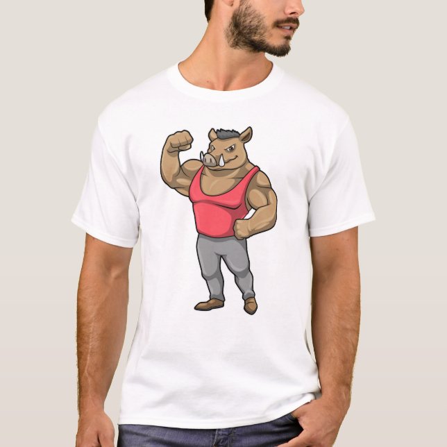 Boar Bodybuilder Bodybuilding Muscles T-Shirt (Front)