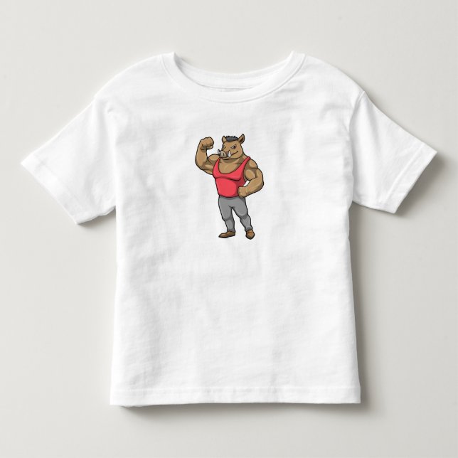 Boar Bodybuilder Bodybuilding Muscles Toddler T-shirt (Front)