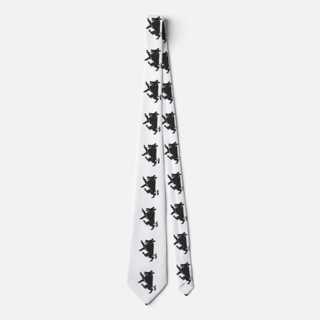 Boar  Dancing heraldry  silhouette Neck Tie (Front)