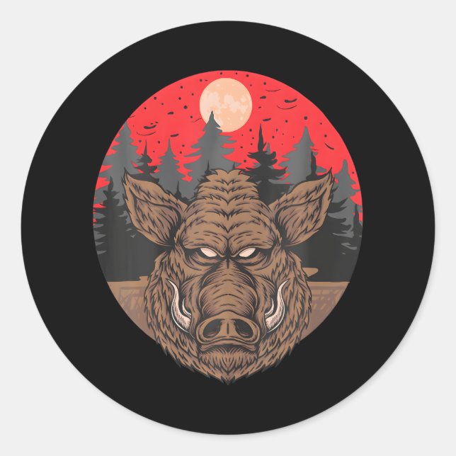 Boar Fullmoon Lover Season Animal Wild Wildlife Classic Round Sticker (Front)