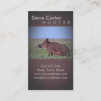 Boar Hog Hunter Forester Ranger Business Card by paplavskyte at Zazzle