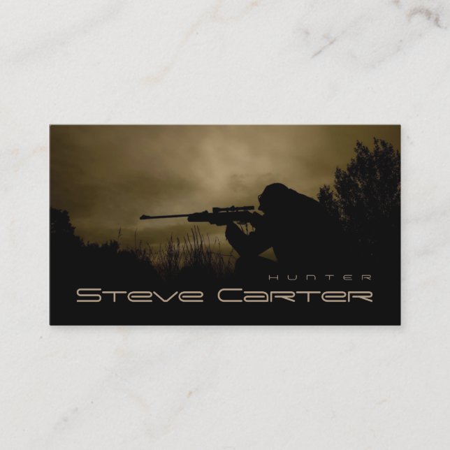 Boar Hog Hunter Forester Ranger Forest Night Business Card (Front)