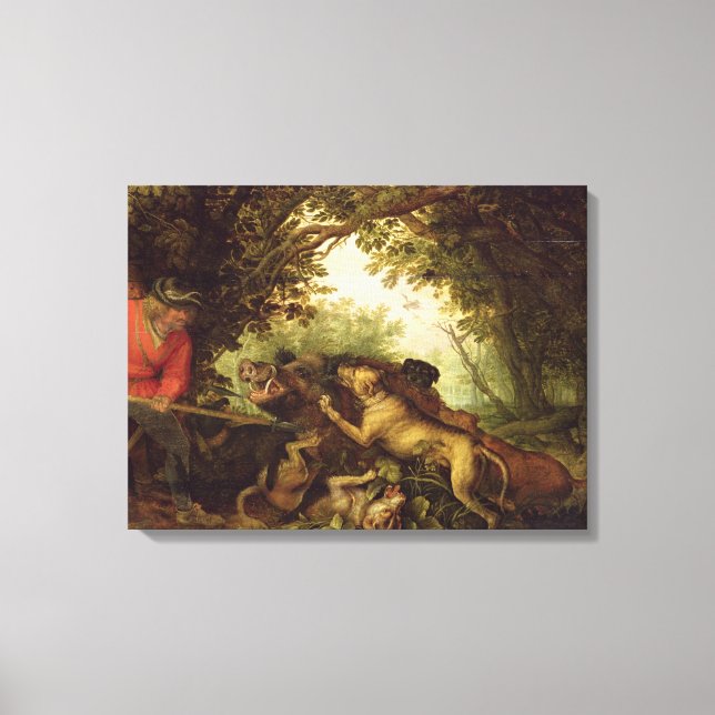 Boar Hunt, 1611 Canvas Print (Front)