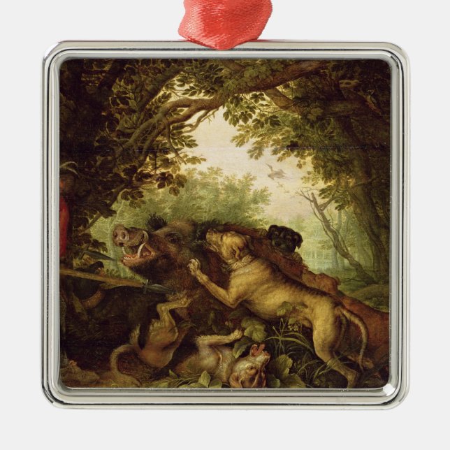 Boar Hunt, 1611 Metal Ornament (Front)
