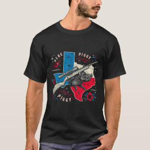 Boar Hunter Mens Here Piggy Vintage Texas Wild Hog T-Shirt