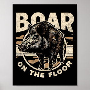 Boar On The Floor Men's Vintage Camo Wild Hog Retr Poster
