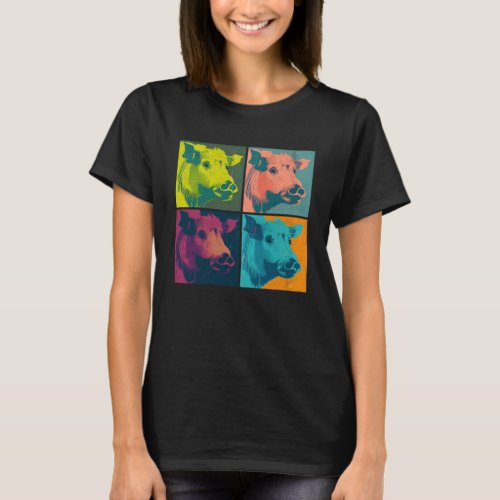 Boar Pop Illustration Colorful Animal Women Men  1 T_Shirt