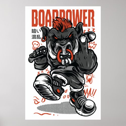 boar power funny animal poster