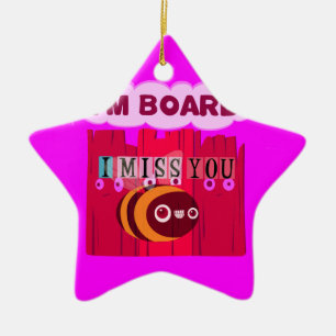 Board Bee Art Print Ceramic Ornament