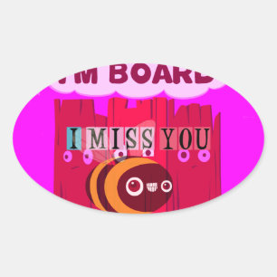 Board Bee Art Print Oval Sticker