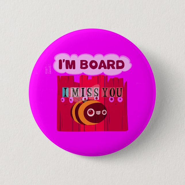 Board Bee Art Print Pinback Button (Front)