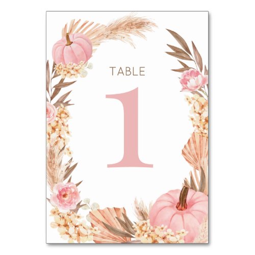 Board Card Boho Pampas pink Pumpkin Table nu