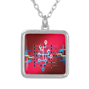 board circuits trace control cente silver plated necklace