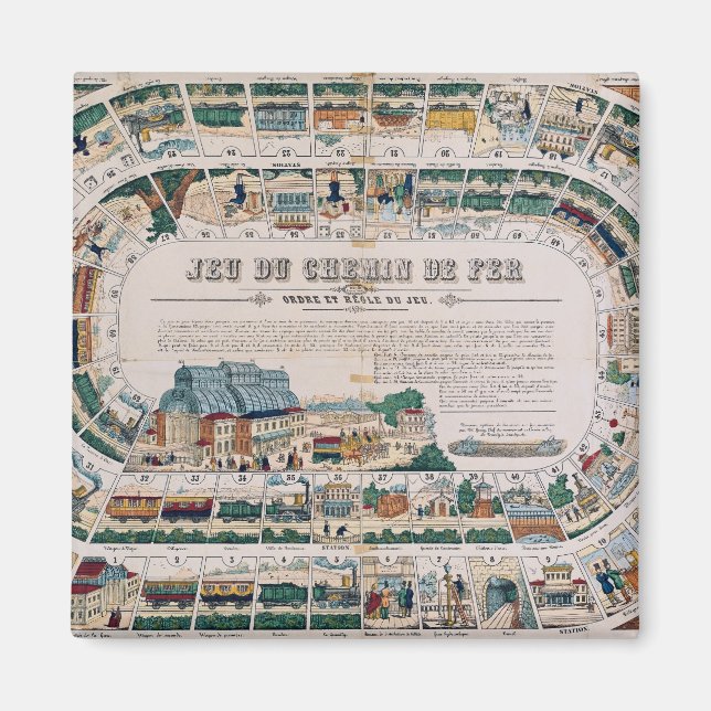 Board for a railway game, 1850 magnet (Front)