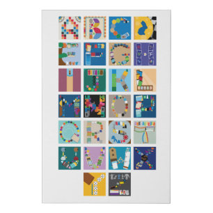 Board Game Alphabet Faux Canvas Print - Vertical