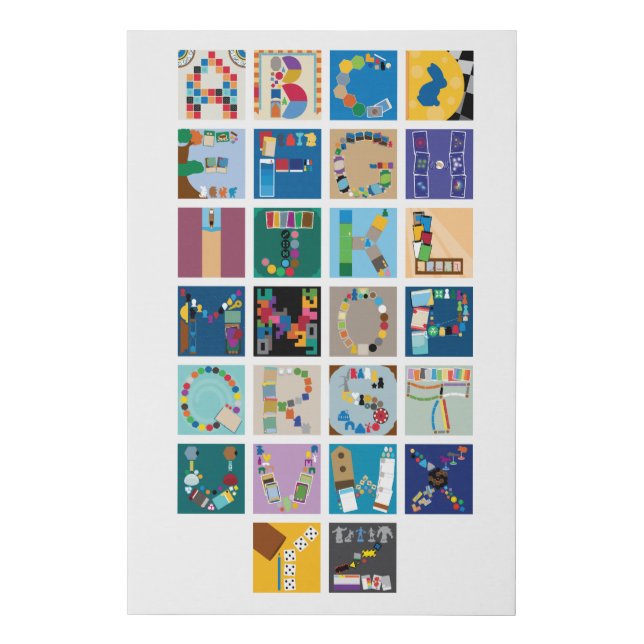 Board Game Alphabet Faux Canvas Print - Vertical (Front)