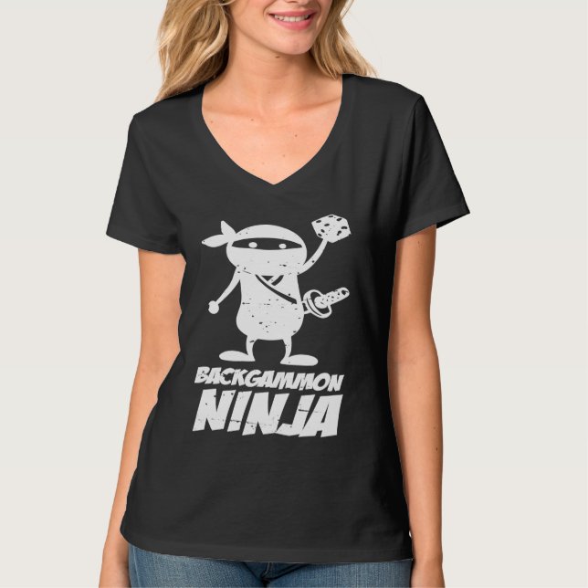 Board Game Backgammon Ninja T-Shirt (Front)