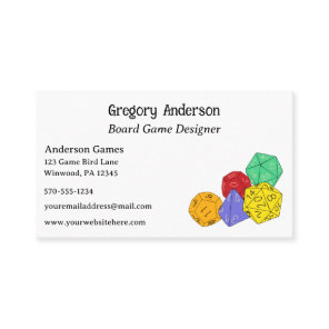 Board Game Design, RPG Fantasy Dice Maker Business Card